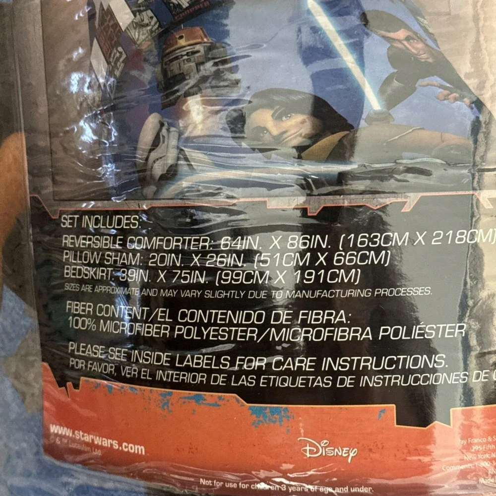 Star Wars Disney Rebels 3-Piece Twin Comforter Set – Super Soft – NEW